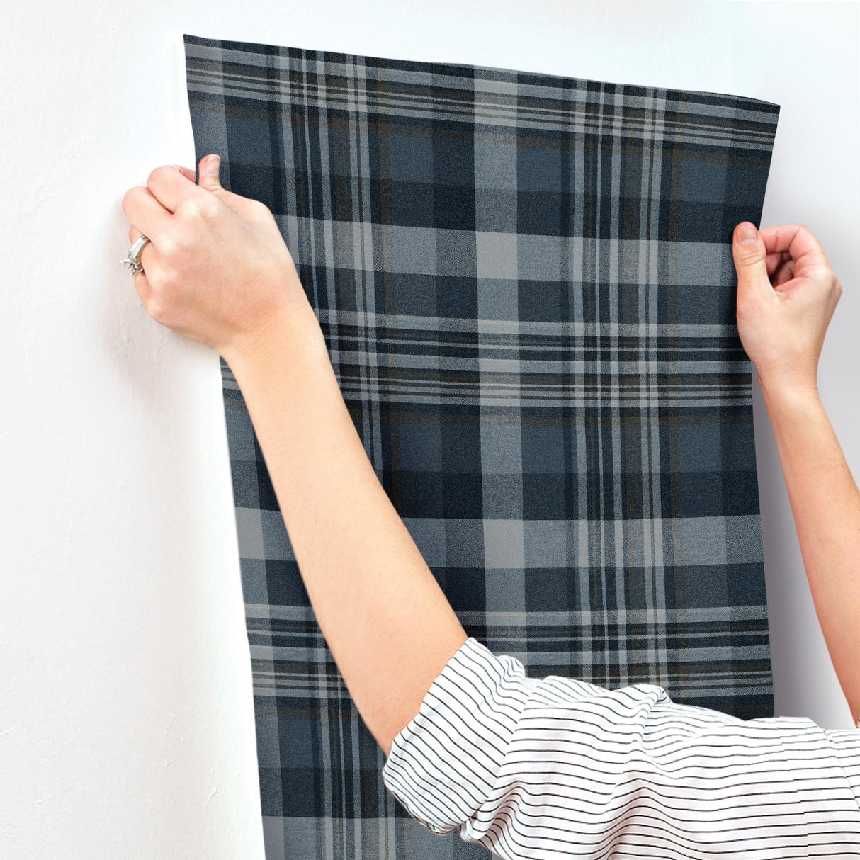 York Dutton Plaid Indigo Wallpaper