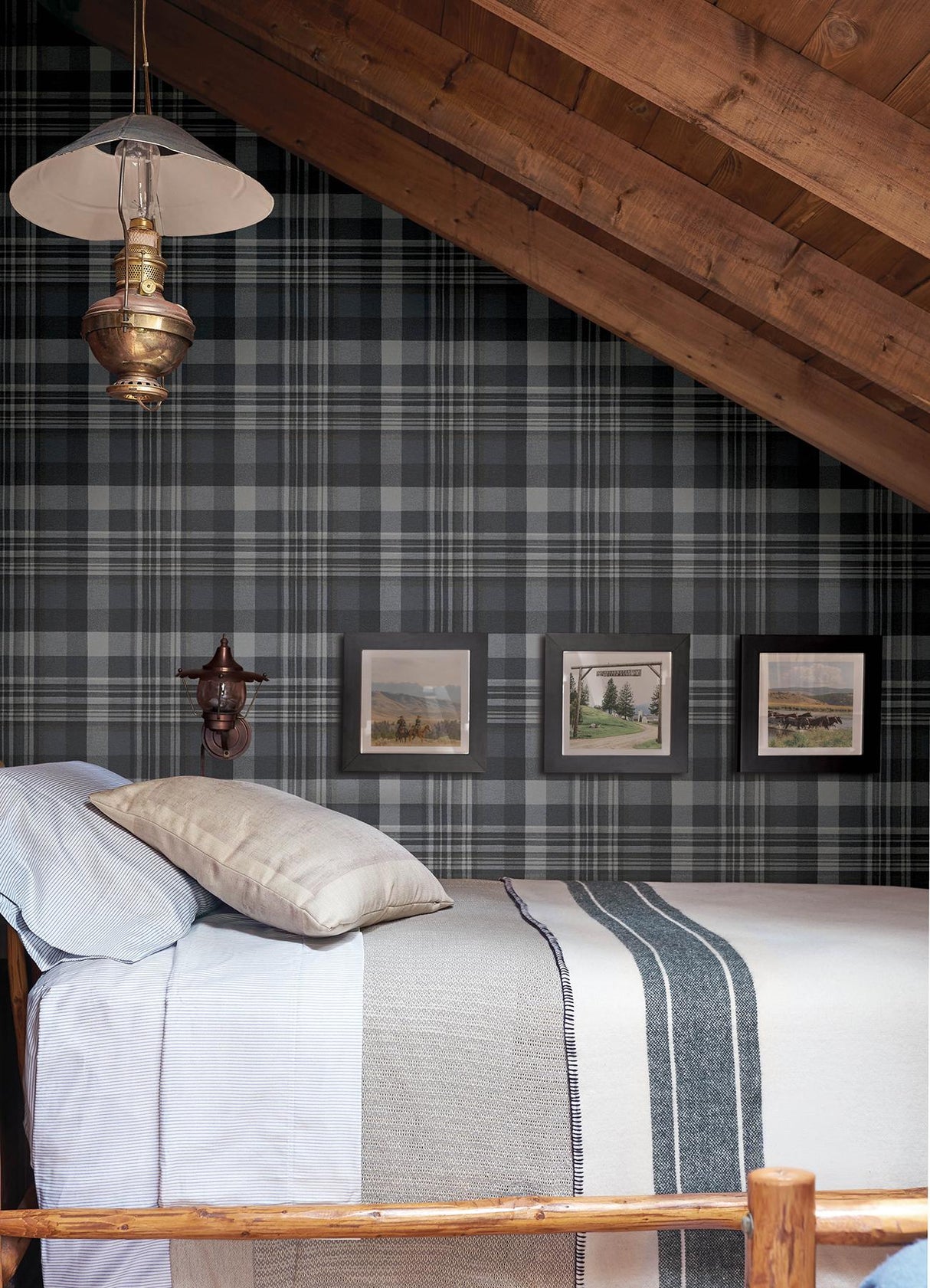 York Dutton Plaid Indigo Wallpaper