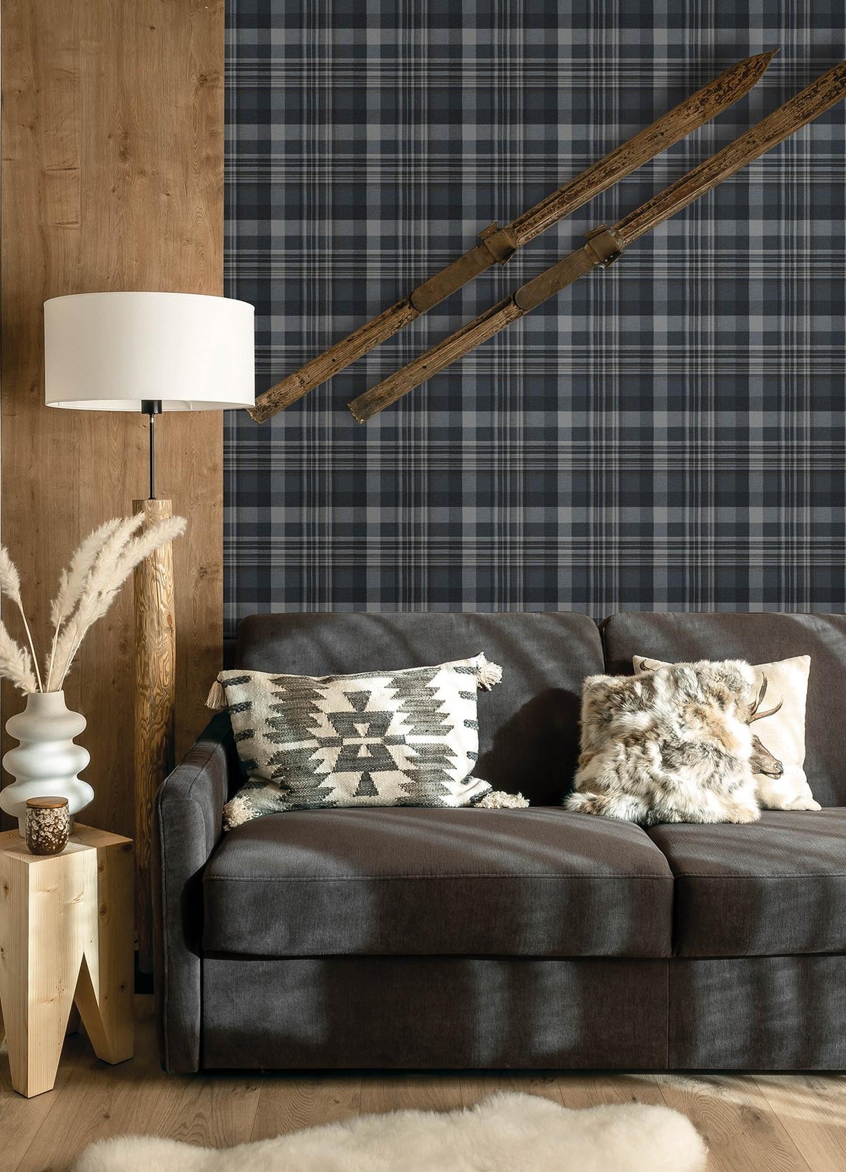 York Dutton Plaid Indigo Wallpaper