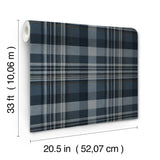 York Dutton Plaid Indigo Wallpaper