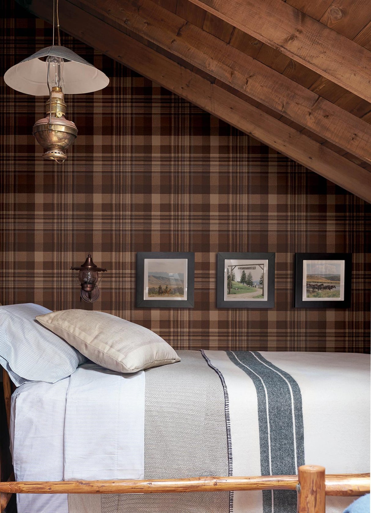 York Dutton Plaid Rust Wallpaper