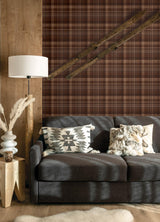 York Dutton Plaid Rust Wallpaper