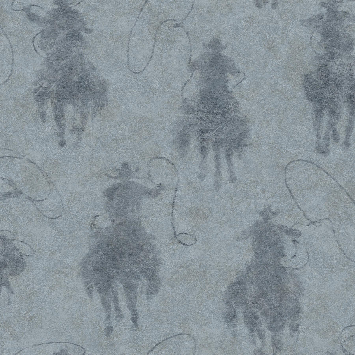 York Stockman Silhouette Blue Wallpaper