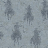 York Stockman Silhouette Blue Wallpaper