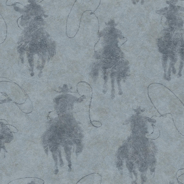 York Stockman Silhouette Blue Wallpaper