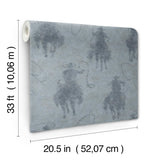 York Stockman Silhouette Blue Wallpaper