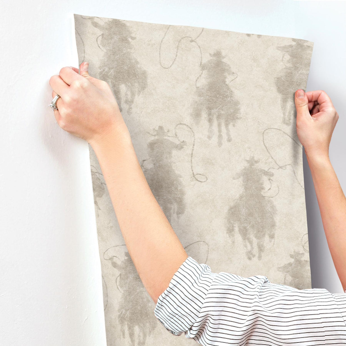 York Stockman Silhouette Light Grey Wallpaper