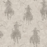 York Stockman Silhouette Grey Wallpaper