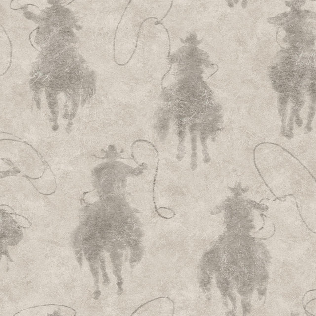 York Stockman Silhouette Grey Wallpaper
