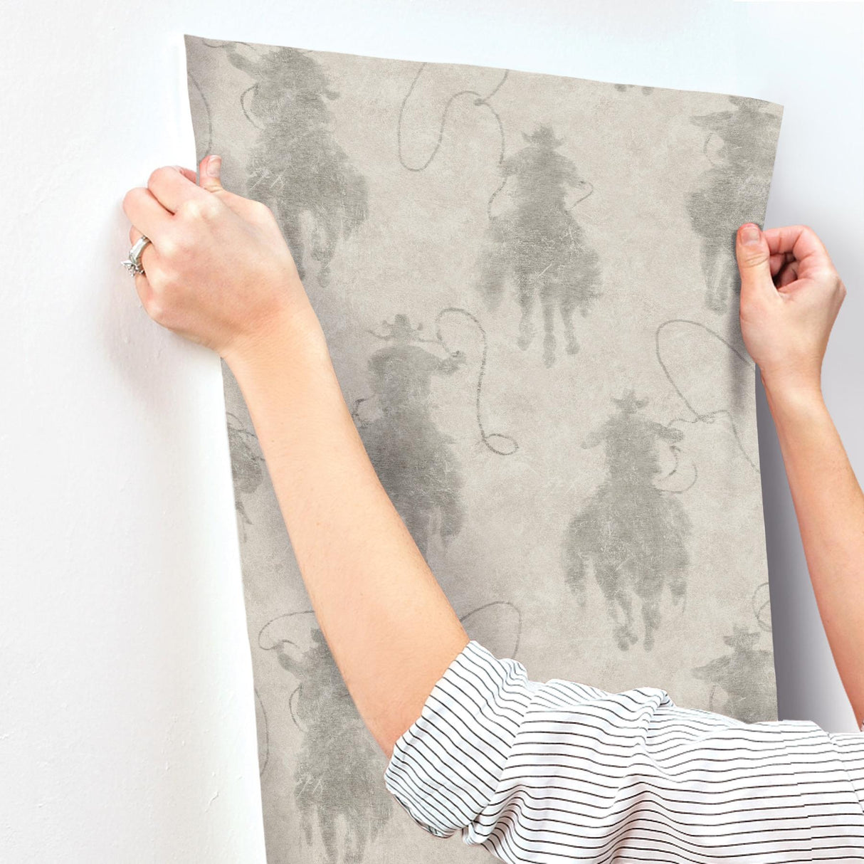 York Stockman Silhouette Grey Wallpaper