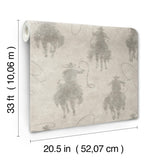 York Stockman Silhouette Grey Wallpaper