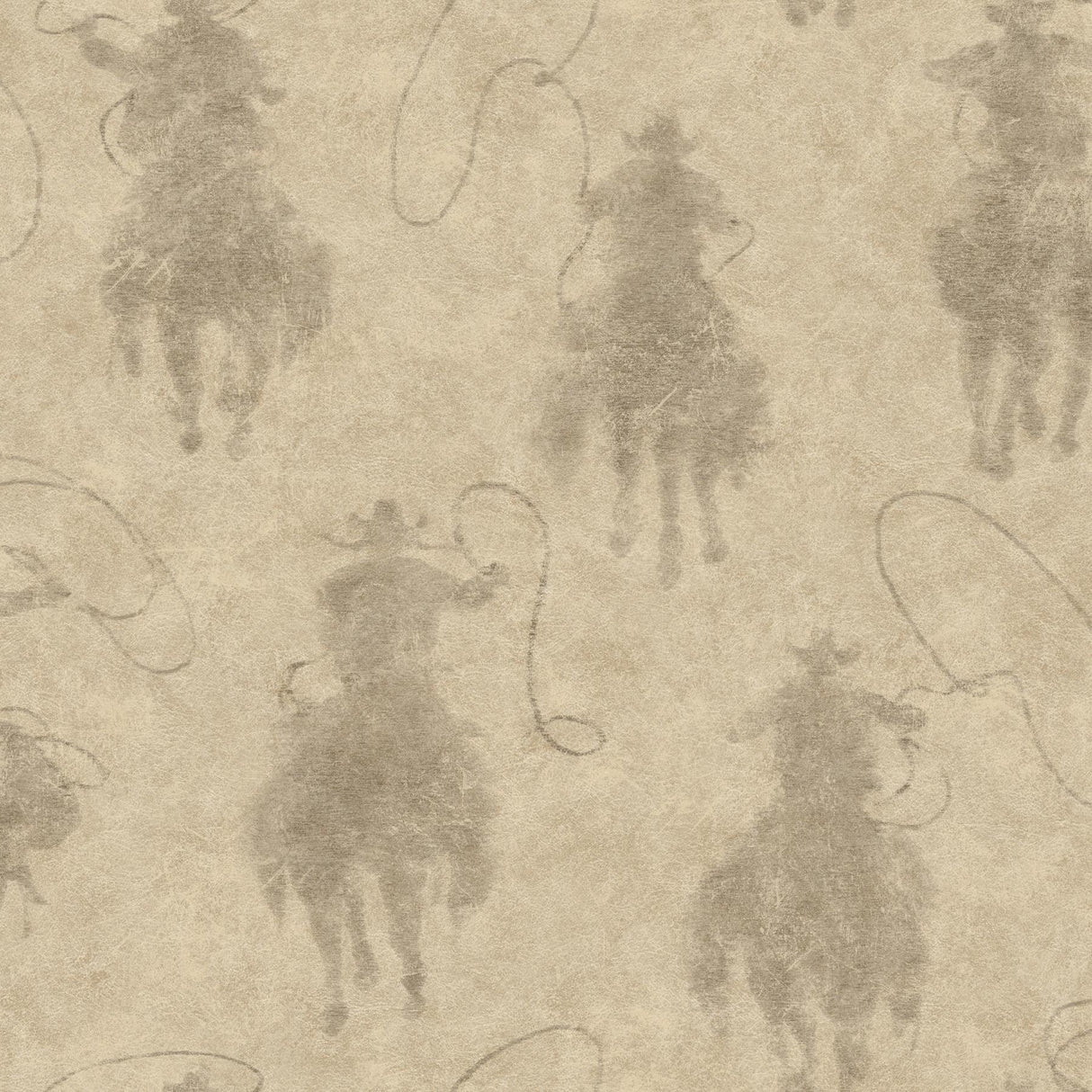 York Stockman Silhouette Khaki Wallpaper