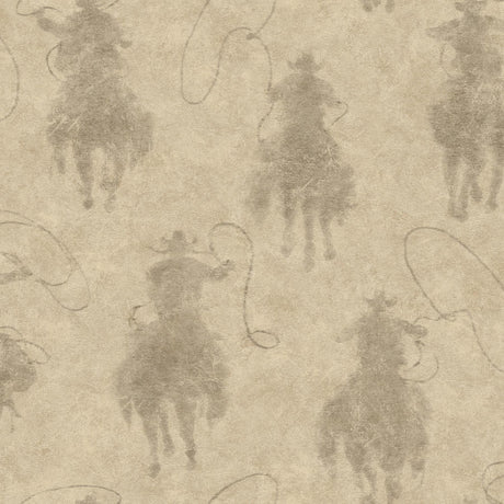 York Stockman Silhouette Khaki Wallpaper