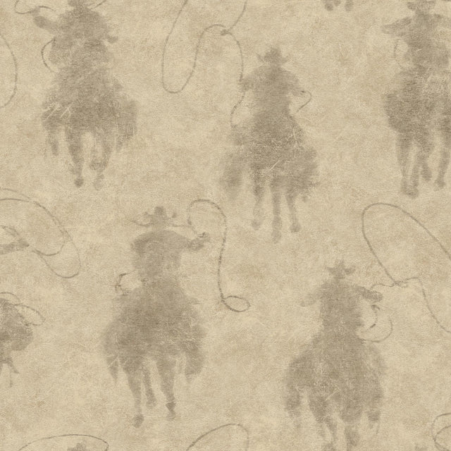 York Stockman Silhouette Khaki Wallpaper