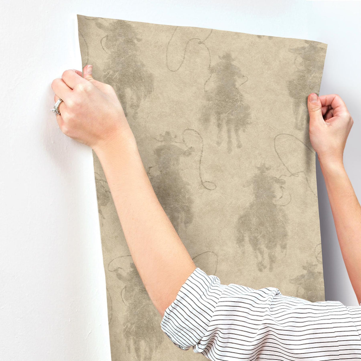 York Stockman Silhouette Khaki Wallpaper