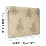 York Stockman Silhouette Khaki Wallpaper