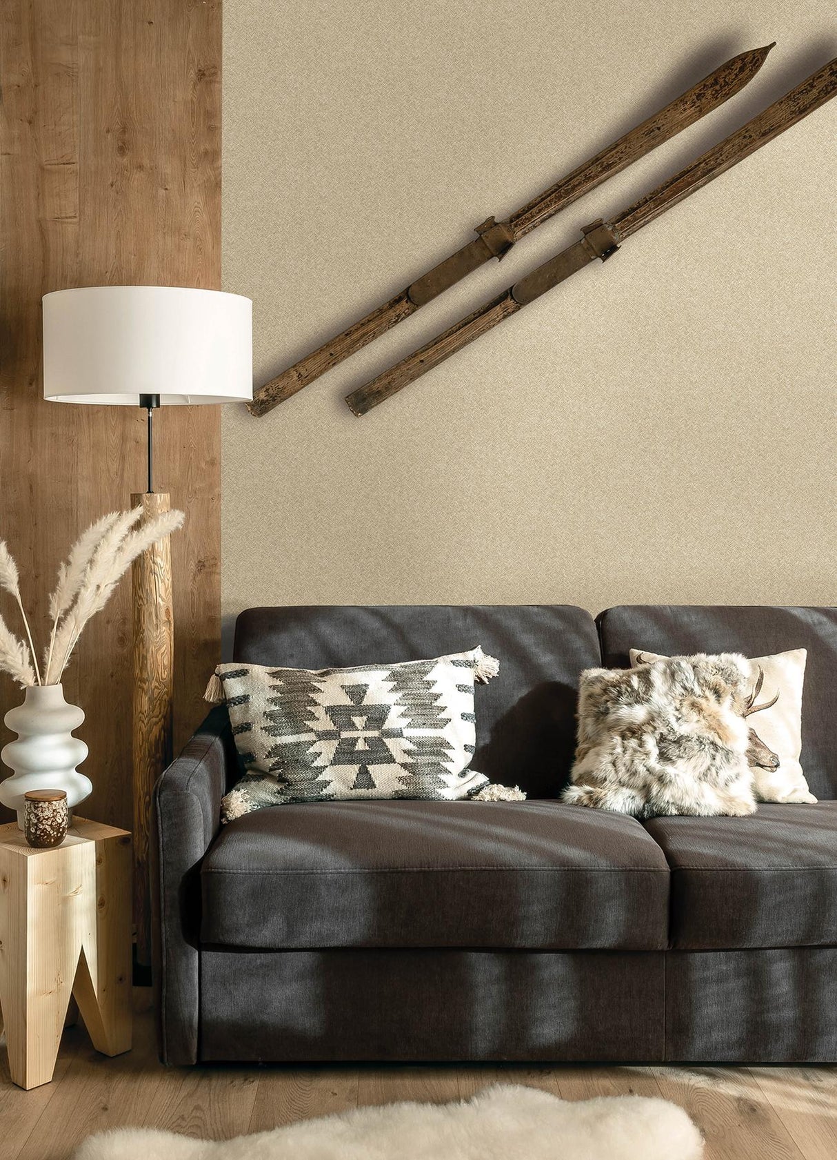 York Woven Basket Khaki Wallpaper