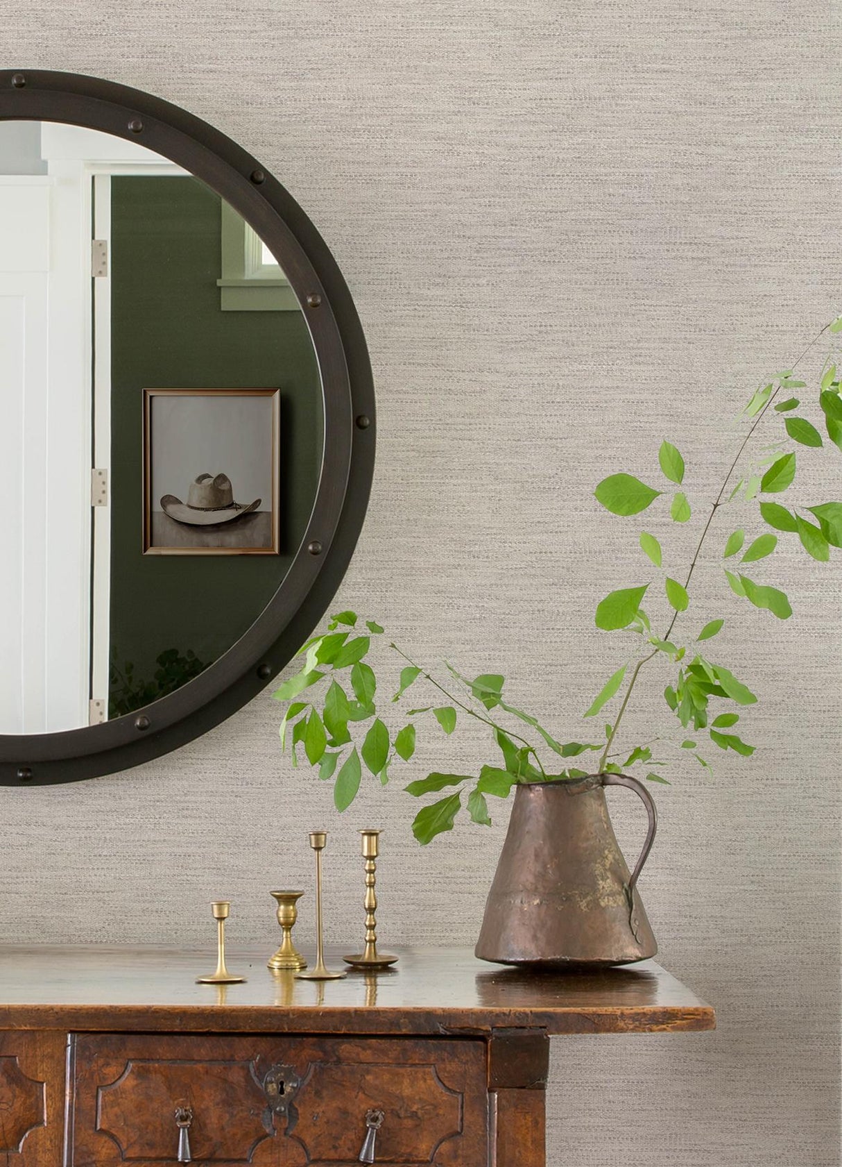 York Wool Texture Pewter Wallpaper