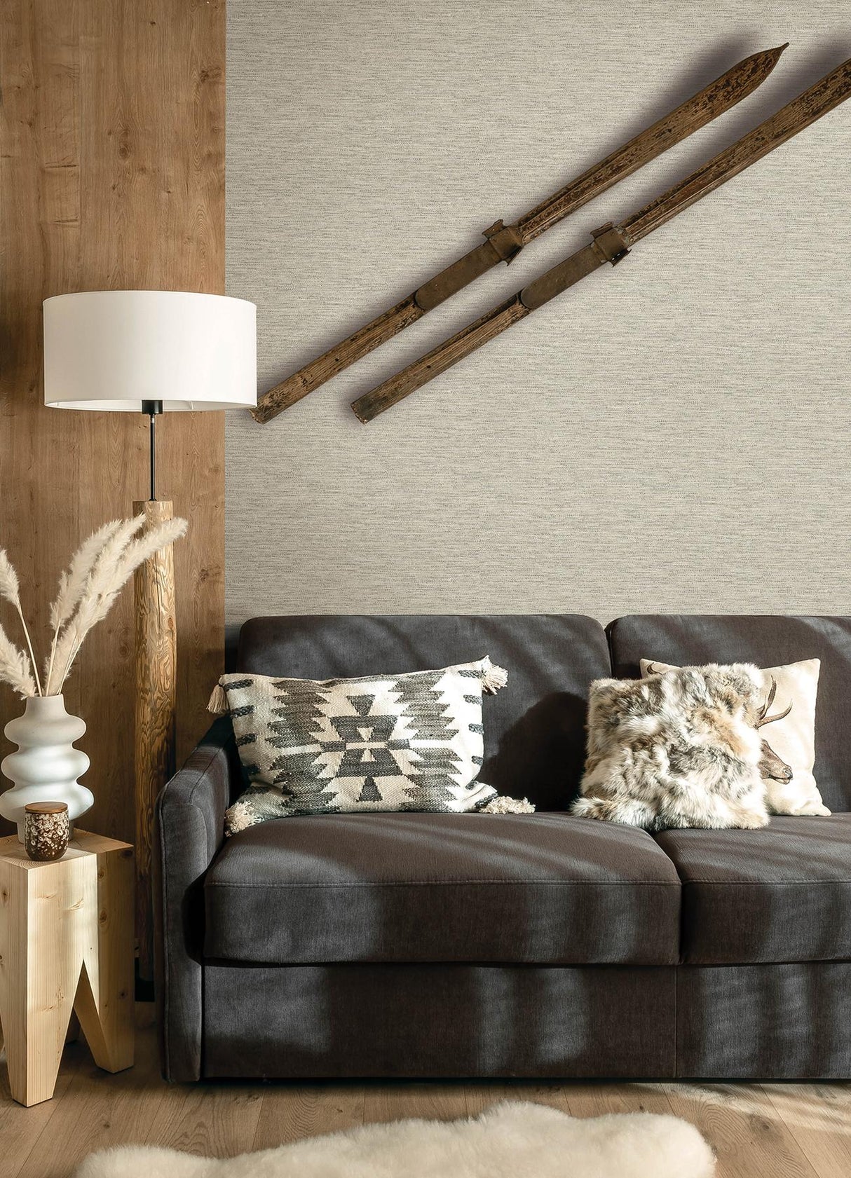 York Wool Texture Pewter Wallpaper