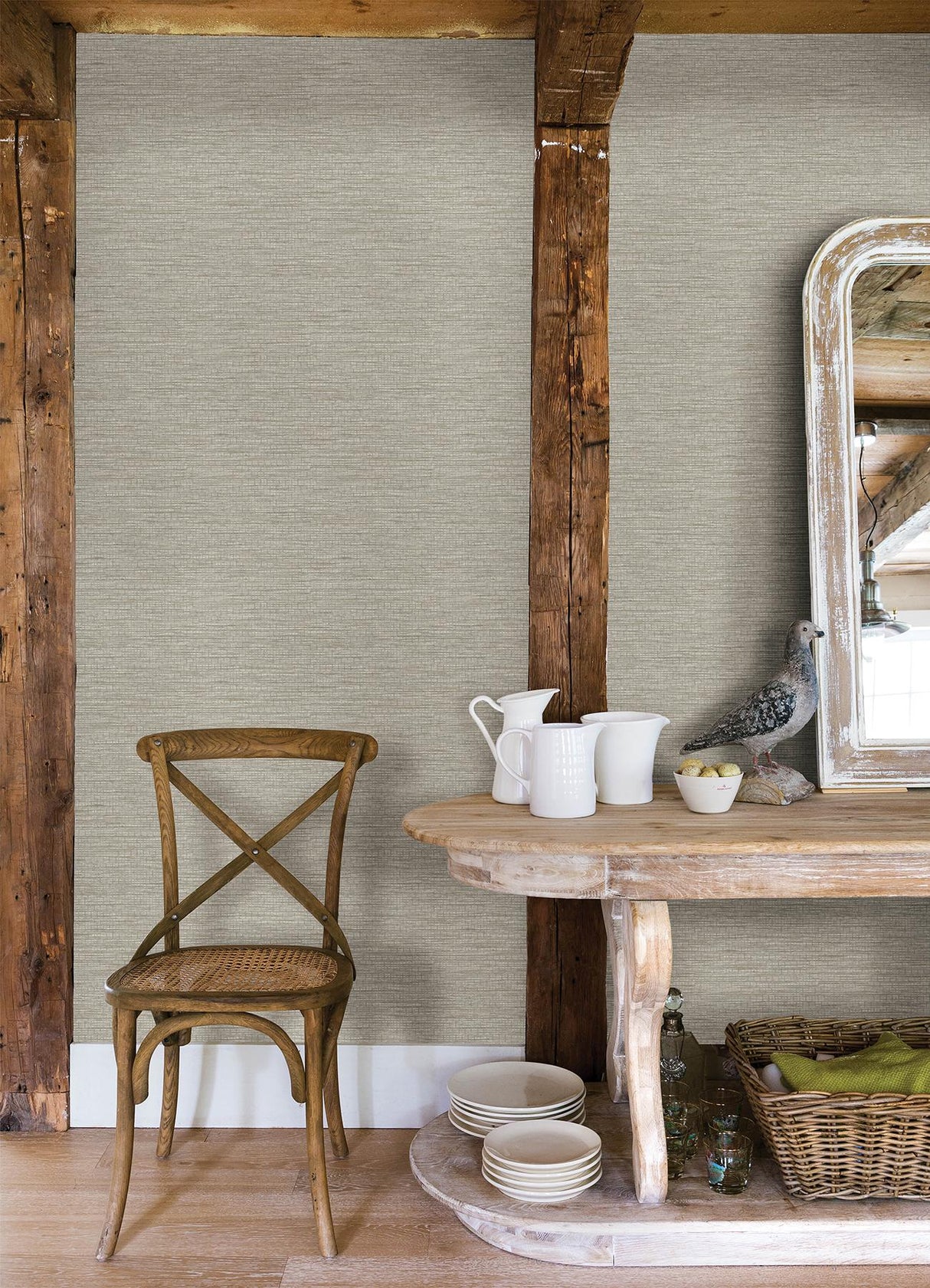 York Plaited Grass Grey Wallpaper