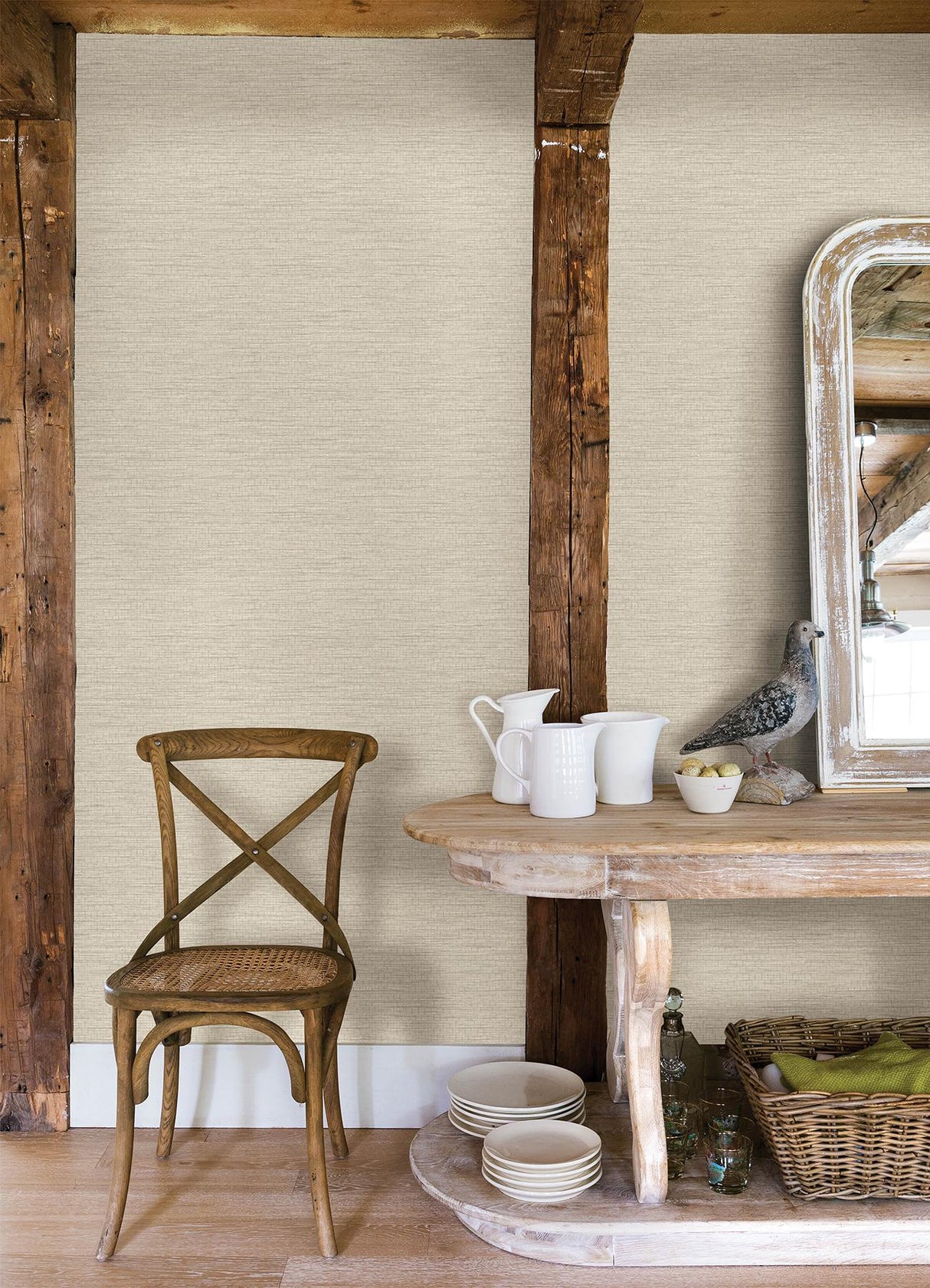 York Plaited Grass Light Grey Wallpaper