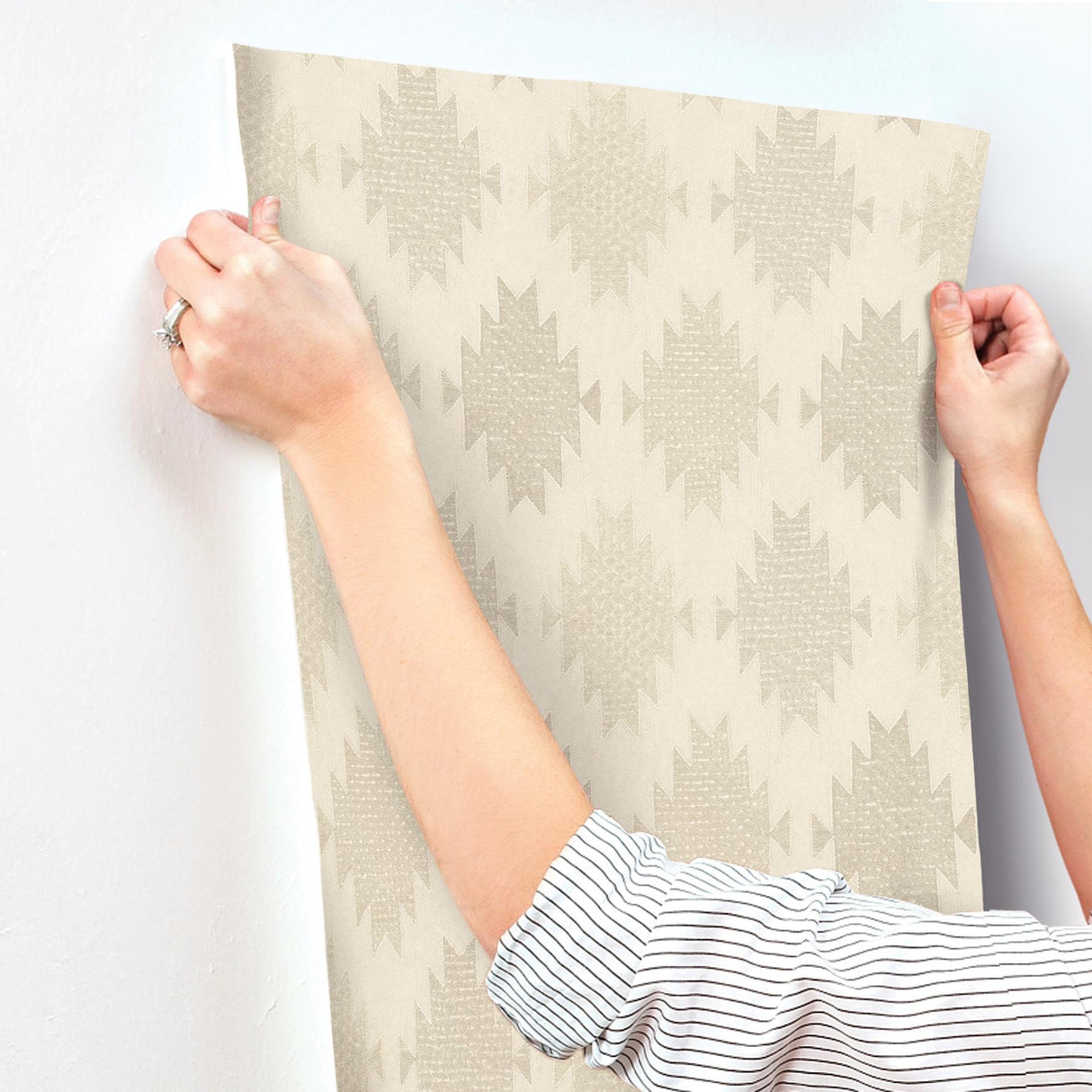 York Stitched Heirloom Khaki Wallpaper