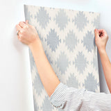 York Stitched Heirloom Indigo Wallpaper