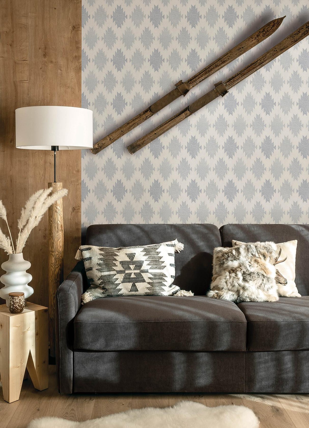 York Stitched Heirloom Indigo Wallpaper