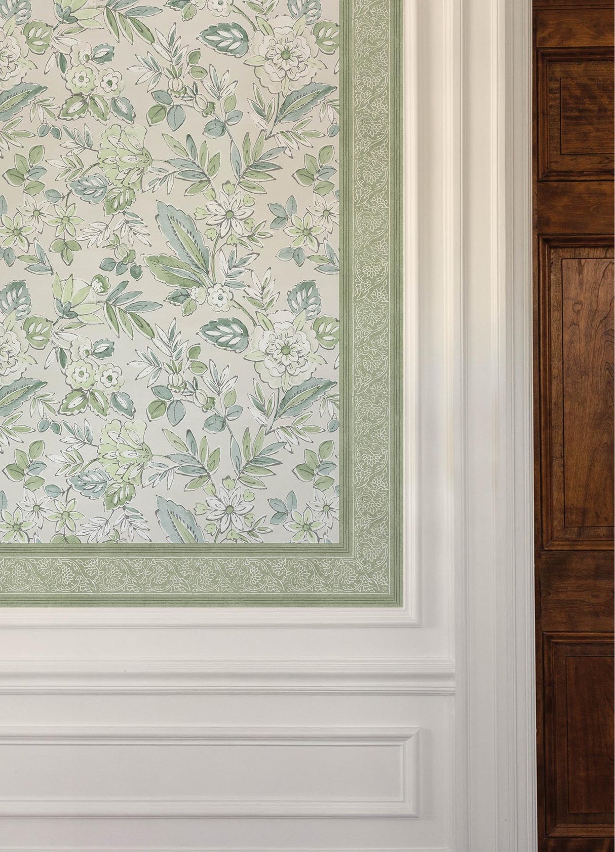 York Carved Floral Green Trim Wall Border