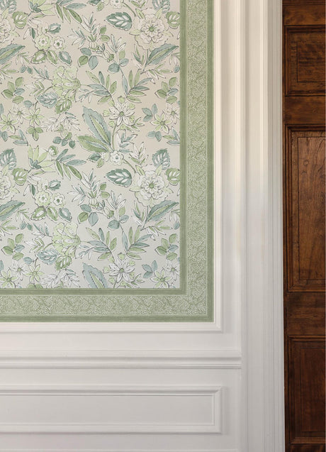 York Carved Floral Green Trim Wall Border