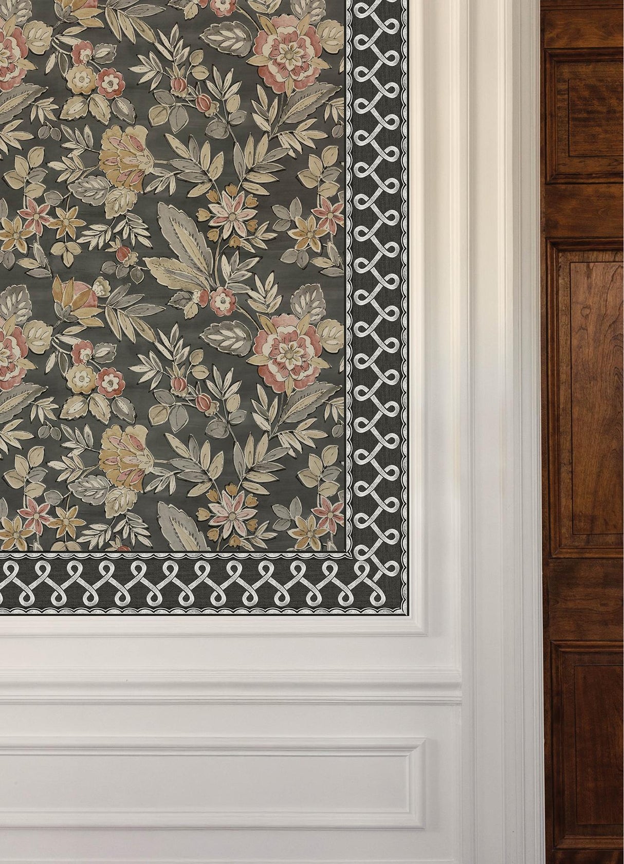 York Scalloped Ribbon Black Trim Wall Border