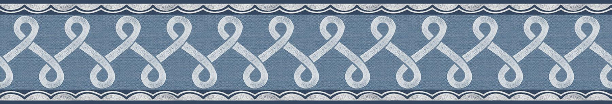 York Scalloped Ribbon Blue Trim Wall Border