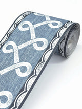 York Scalloped Ribbon Blue Trim Wall Border