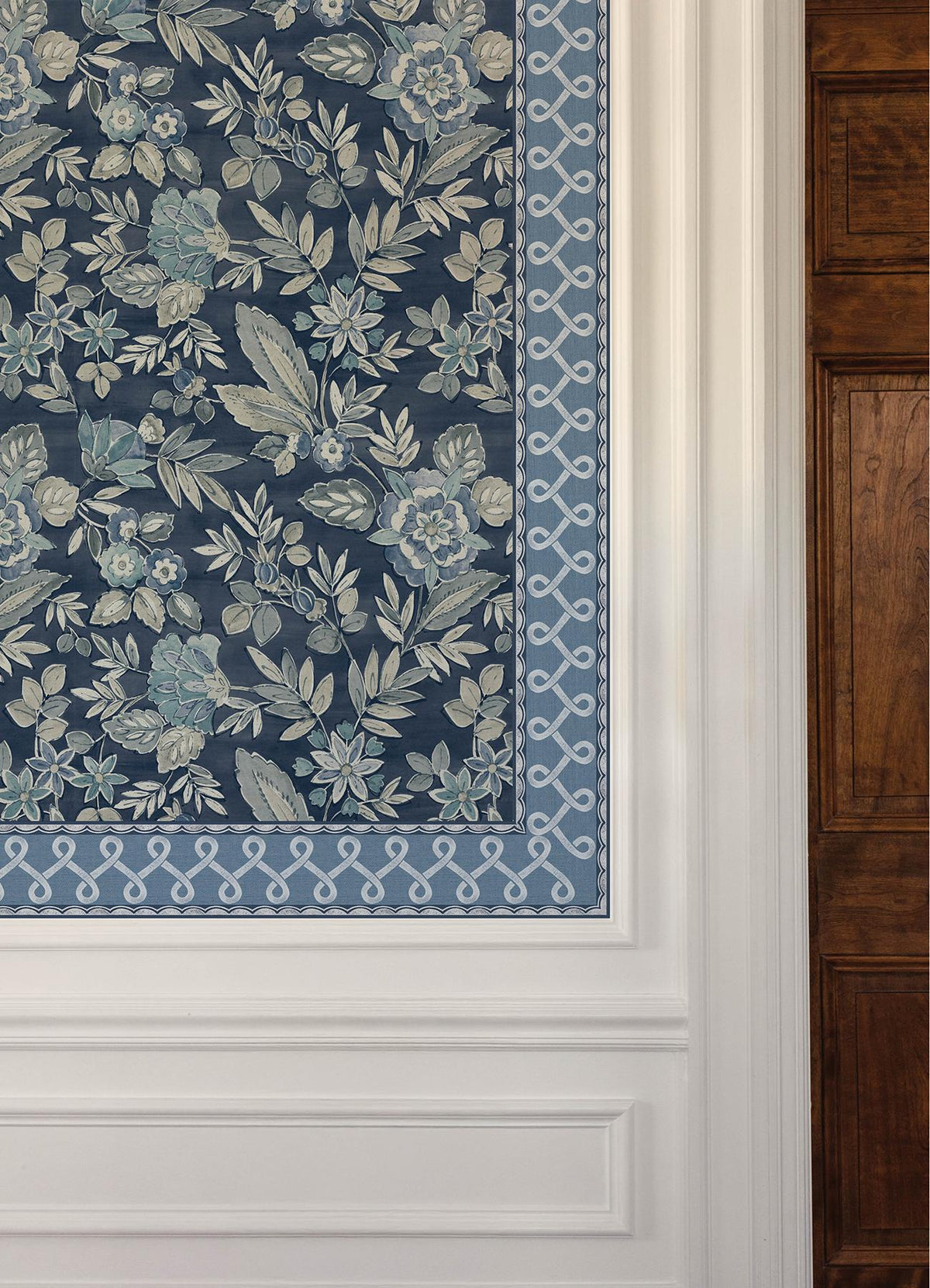 York Scalloped Ribbon Blue Trim Wall Border