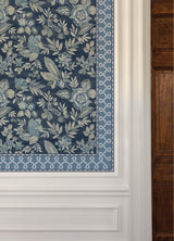 York Scalloped Ribbon Blue Trim Wall Border