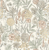York Goldfinch Peach Birds and Blooms Wallpaper