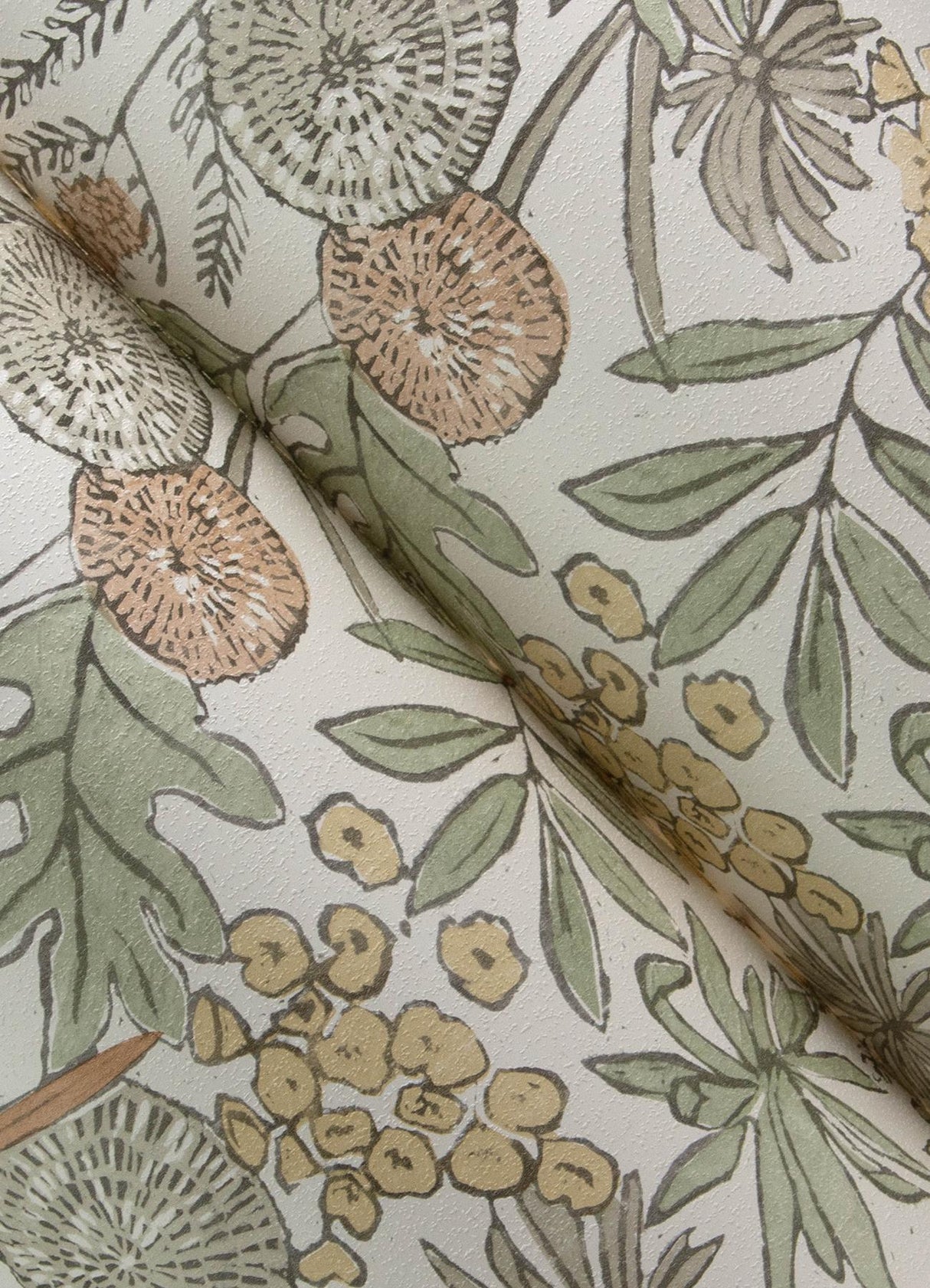York Goldfinch Peach Birds and Blooms Wallpaper