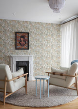 York Goldfinch Peach Birds and Blooms Wallpaper