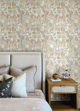 York Goldfinch Peach Birds and Blooms Wallpaper
