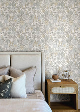 York Goldfinch Neutral Birds and Blooms Wallpaper