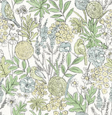 York Goldfinch Green Birds and Blooms Wallpaper