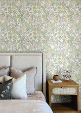 York Goldfinch Green Birds and Blooms Wallpaper