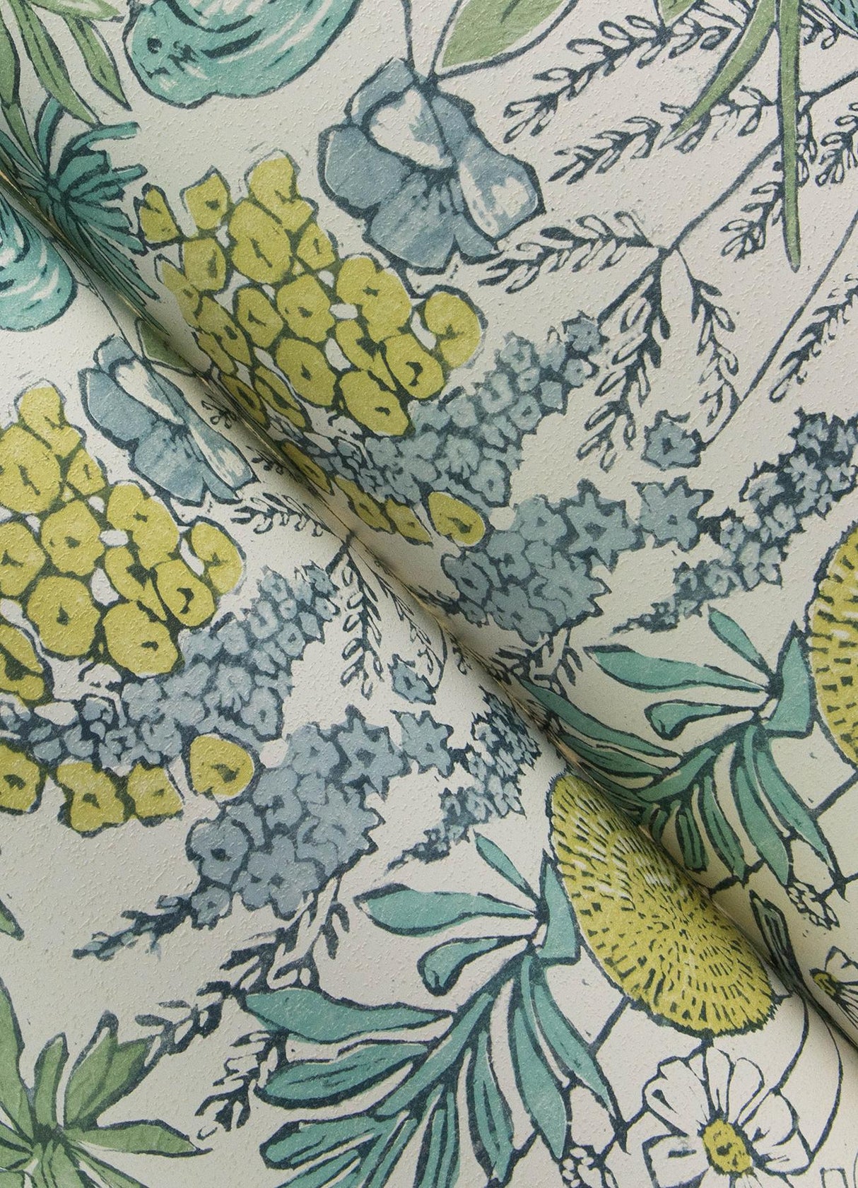 York Goldfinch Aqua Birds and Blooms Wallpaper