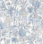 York Goldfinch Blue Birds and Blooms Wallpaper