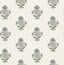 York Hollyhock Aqua Floral Crest Wallpaper