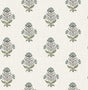 York Hollyhock Aqua Floral Crest Wallpaper