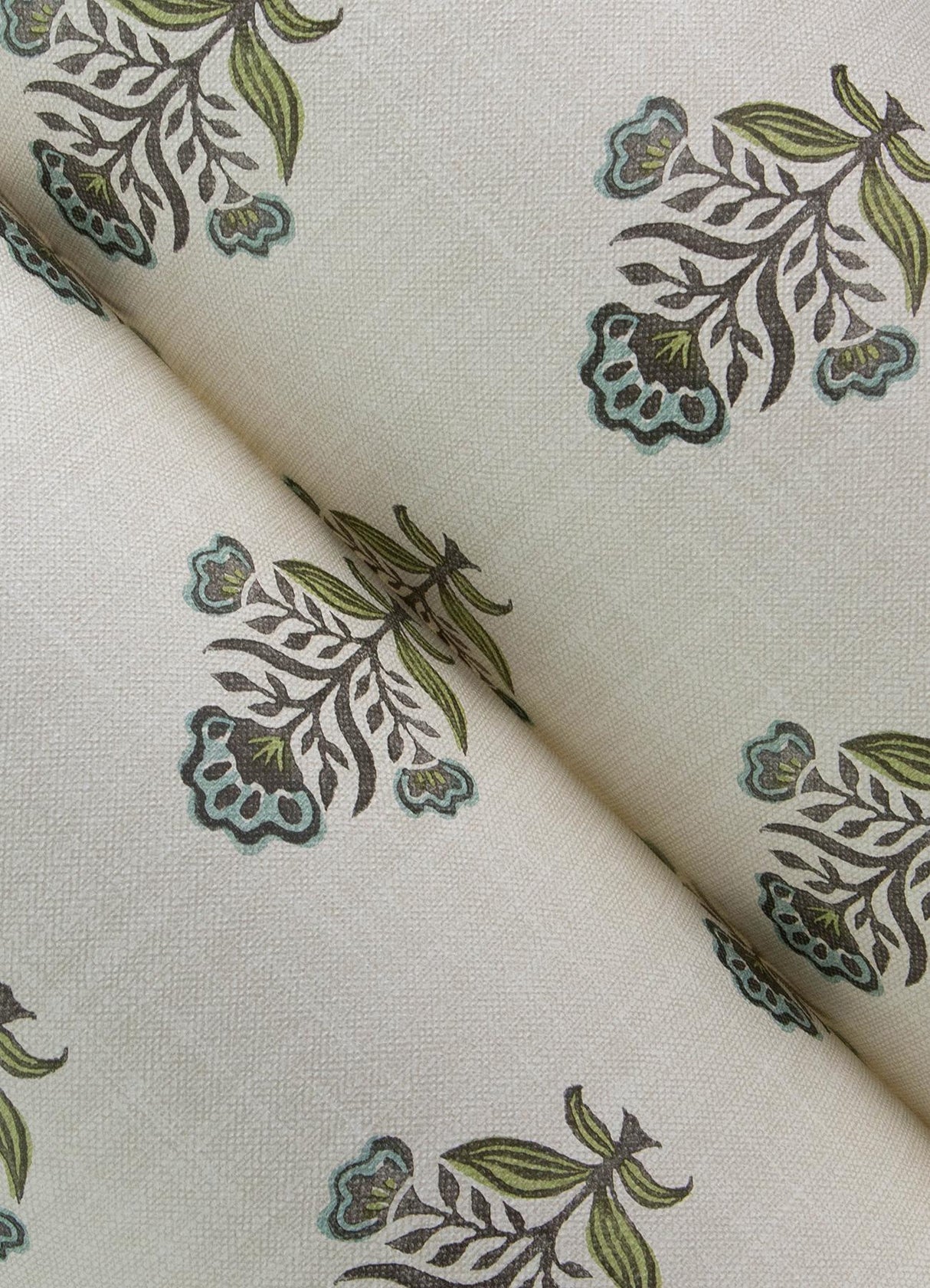 York Hollyhock Aqua Floral Crest Wallpaper