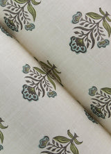 York Hollyhock Aqua Floral Crest Wallpaper