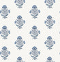 York Hollyhock Blue Floral Crest Wallpaper