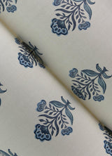 York Hollyhock Blue Floral Crest Wallpaper